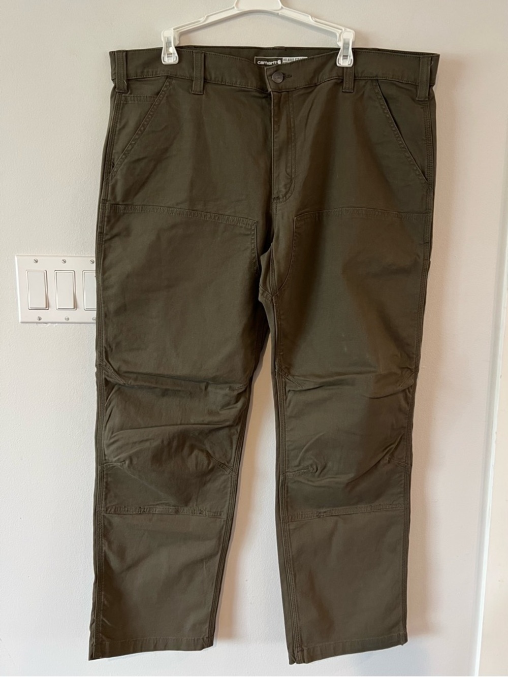 Carhartt Relaxed Straight Rigby Double Front Dungaree Pants Olive Mens 38 x 30